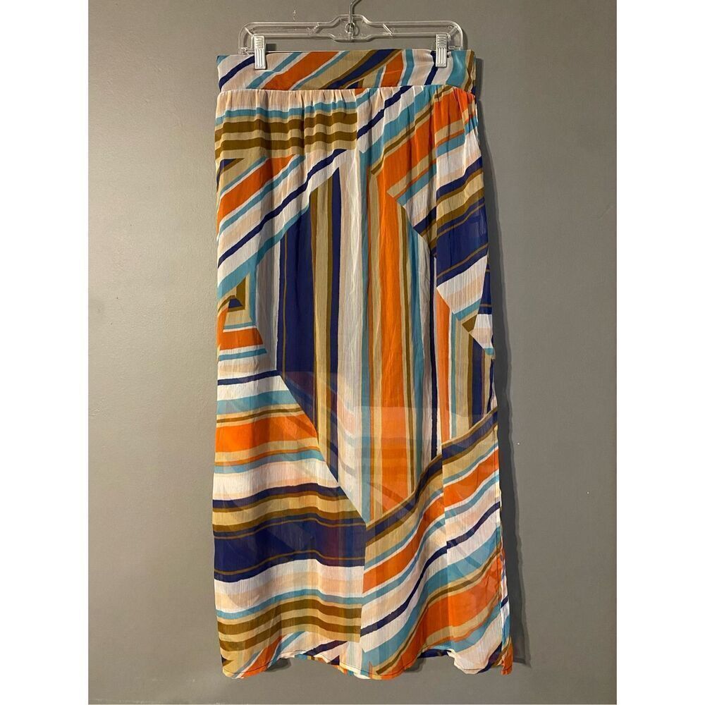 Vanity Stripes Pull On 2Fer Skirt Size Large